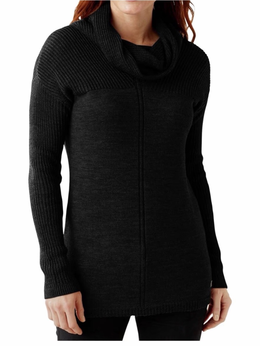 Smartwool Women's Black Cowl Neck Tunic Sweater M, Flaw